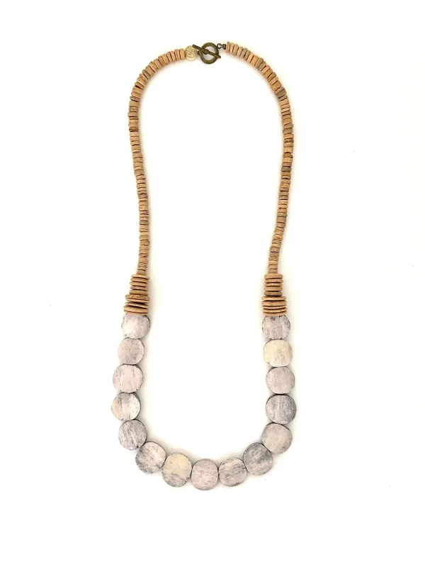 Bone Bead Necklace - light gray sold by Anchor Beads