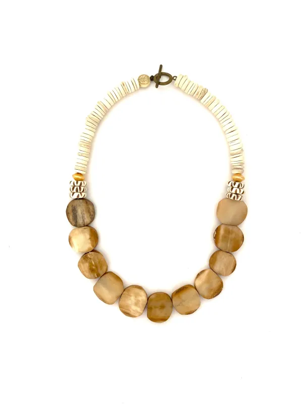 Short Bone Bead Necklace - brown sold by Anchor Beads