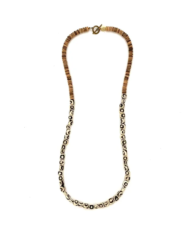 Bone Bead Necklace - small black and white sold by Anchor Beads