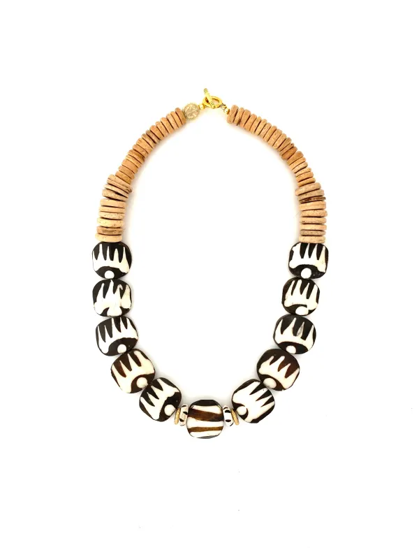 Short Bone Bead Necklace - peacock sold by Anchor Beads