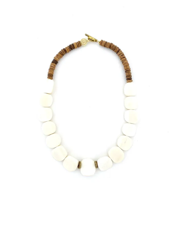 Short Bone Bead Necklace - white sold by Anchor Beads