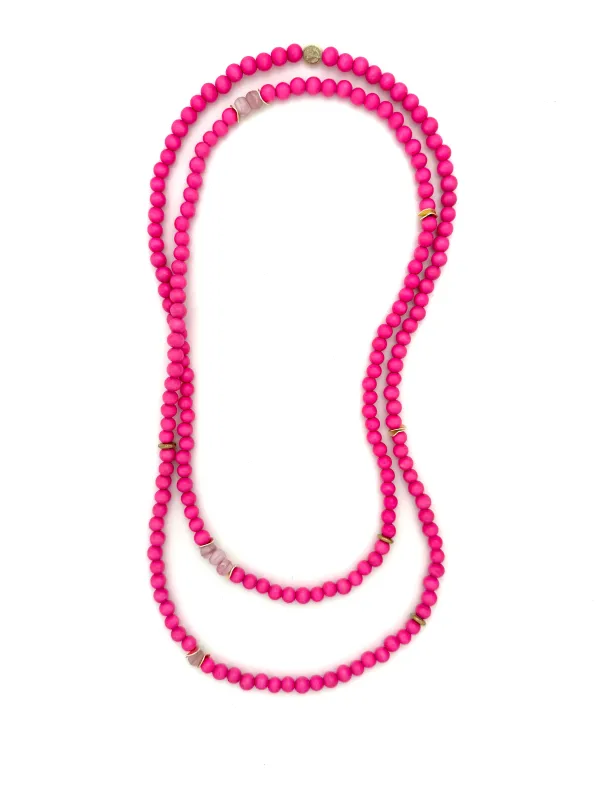 Long Wrap Necklace - pink sold by Anchor Beads