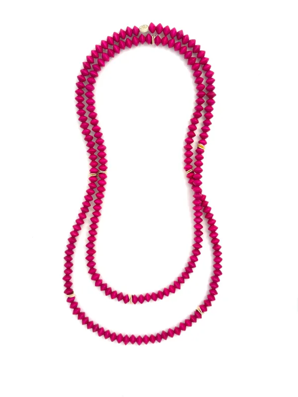 Long Wrap Necklace - dark pink sold by Anchor Beads