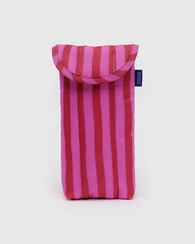 Baggu Puffy Glasses Case - Pink & Red Painted Stripe sold by Ascot + Hart