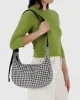 Medium Nylon Crescent Bag - Black & White Gingham w/ Key Leash sold by Ascot + Hart