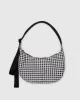 Medium Nylon Crescent Bag - Black & White Gingham w/ Key Leash sold by Ascot + Hart