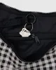 Medium Nylon Crescent Bag - Black & White Gingham w/ Key Leash sold by Ascot + Hart