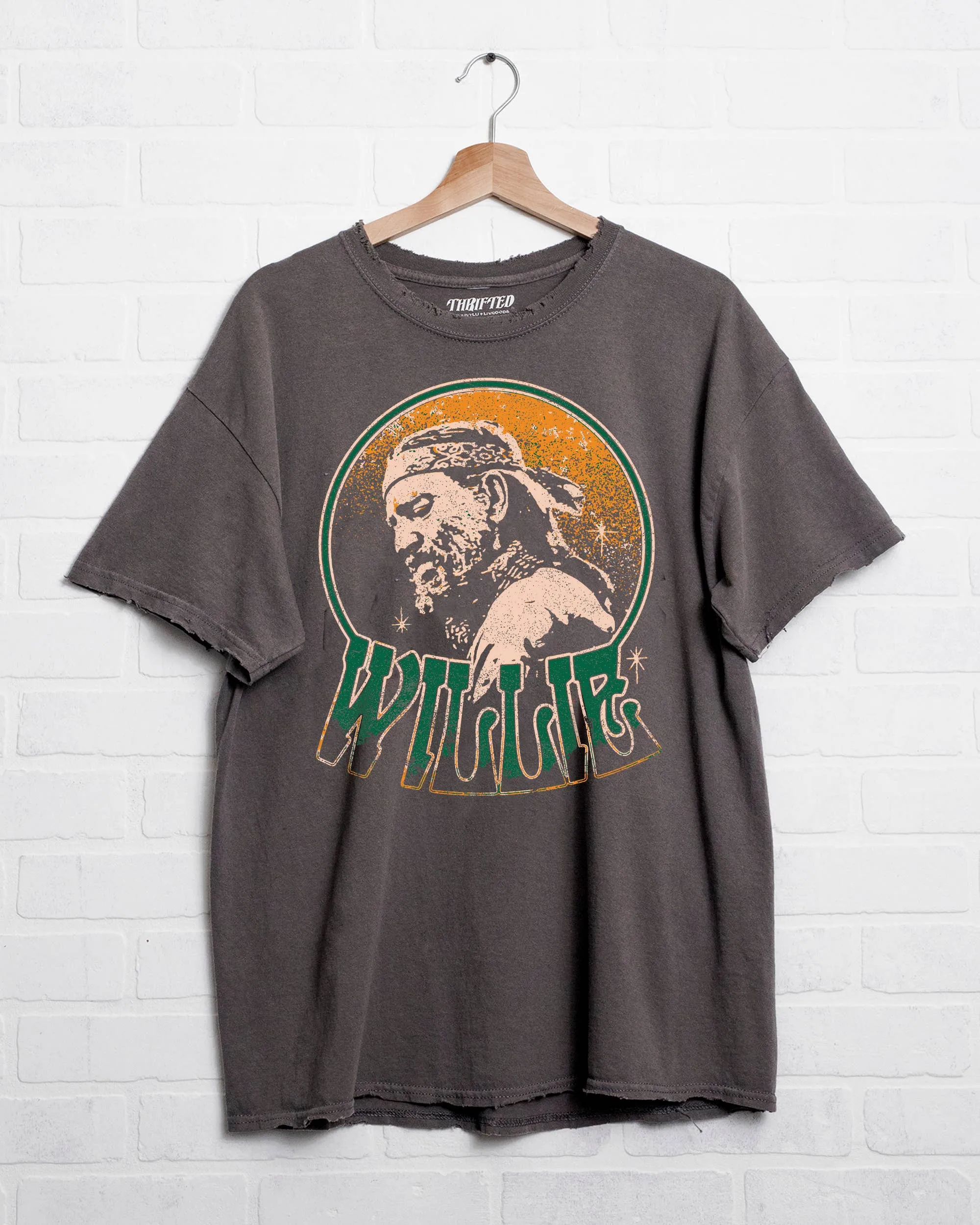 Willie Nelson Crystal Thrifted Tee sold by Ascot + Hart product image thumbnail 3