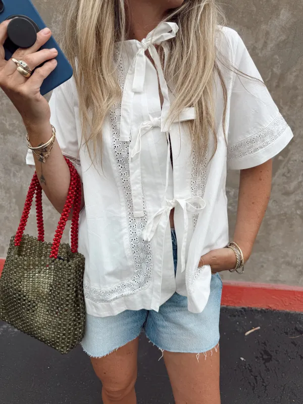 Luna Triple Bow Top sold by Ascot + Hart