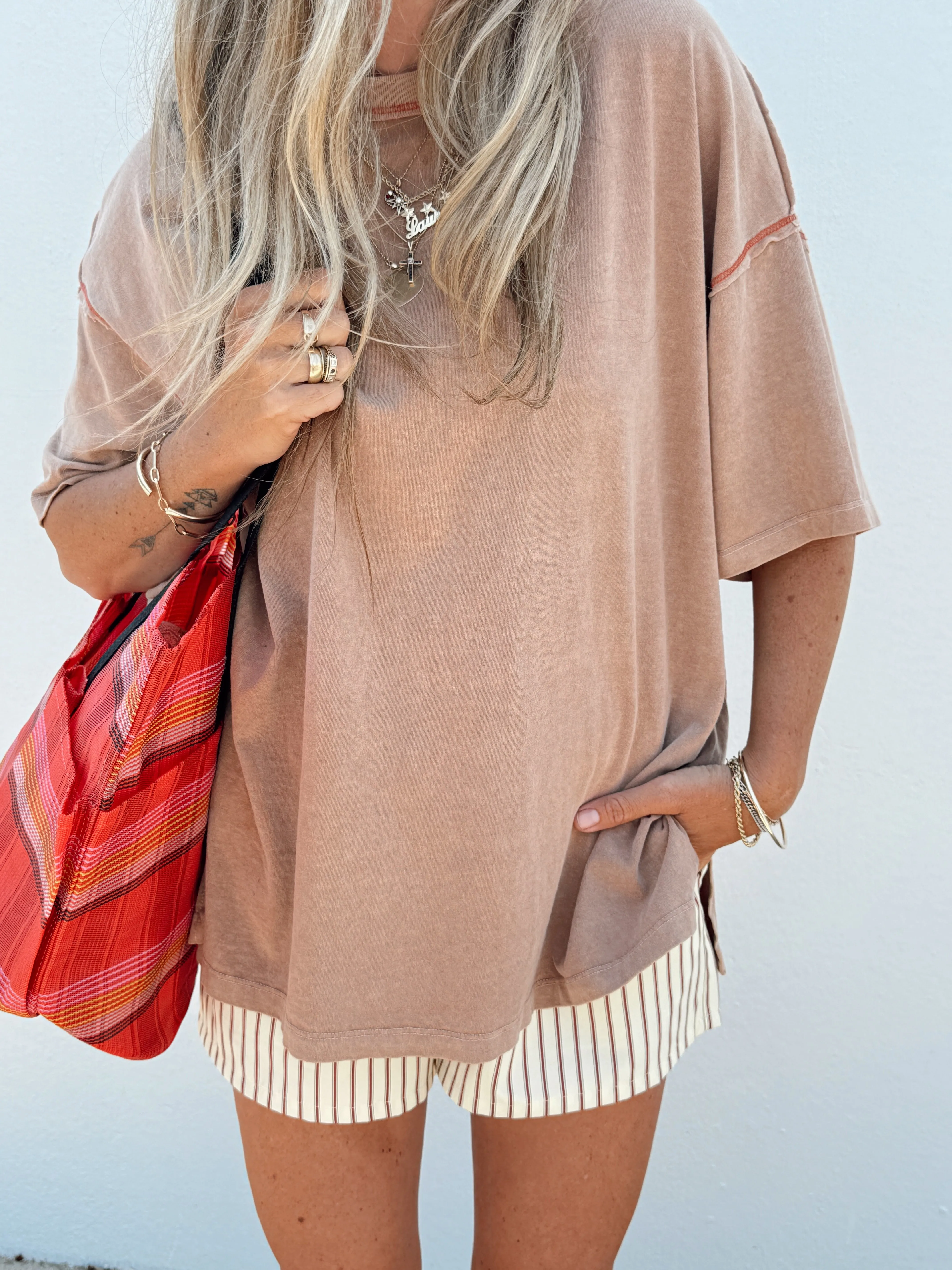 Aria Mineral Wash Oversized Tee sold by Ascot + Hart