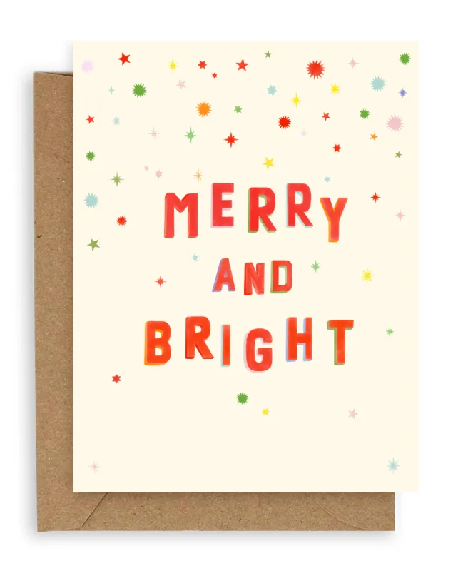 Rainbow Stars Merry and Bright Card sold by Ascot + Hart