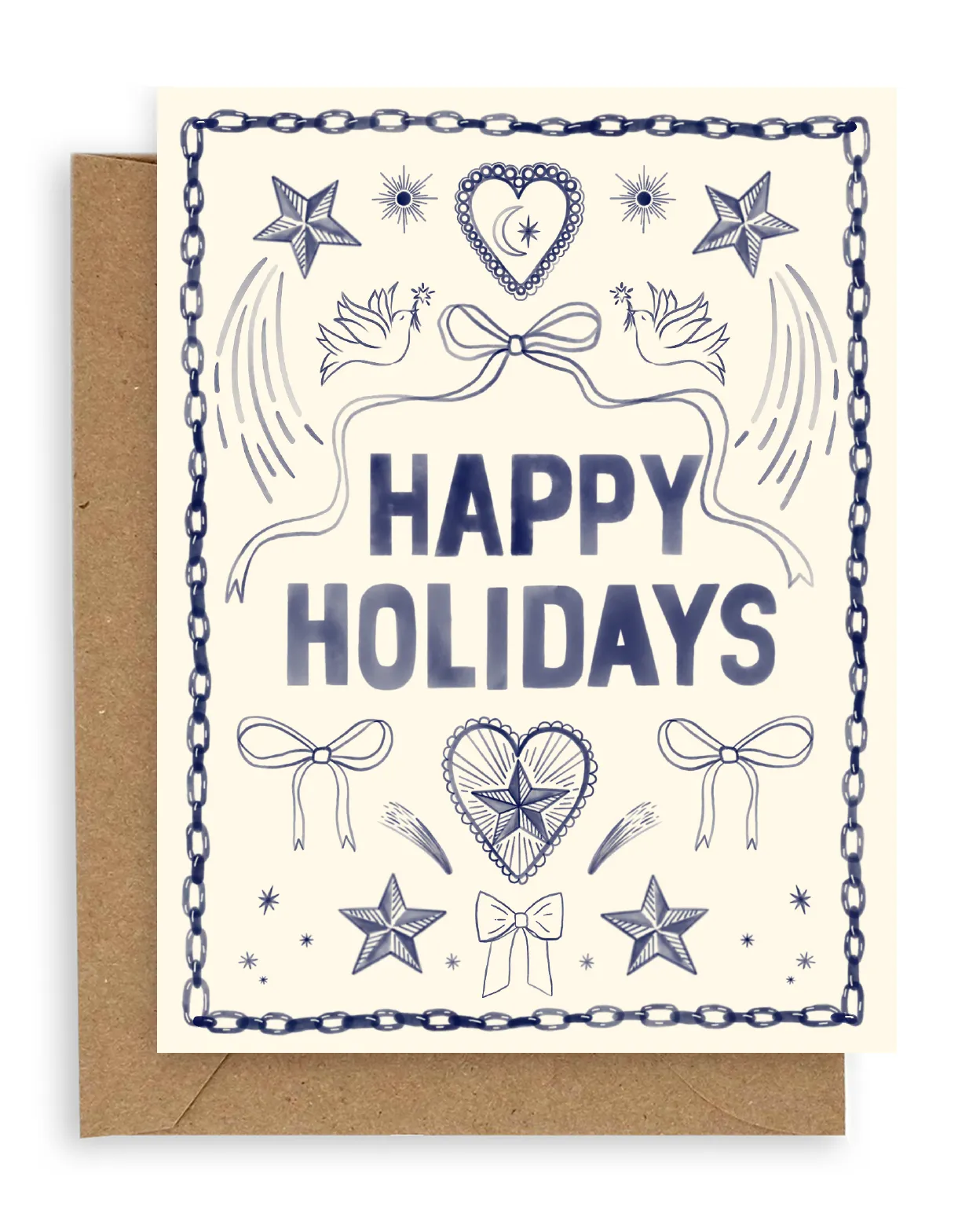 Indigo Icons Happy Holidays Card sold by Ascot + Hart