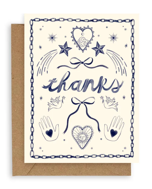 Indigo Icons Thank You Card sold by Ascot + Hart