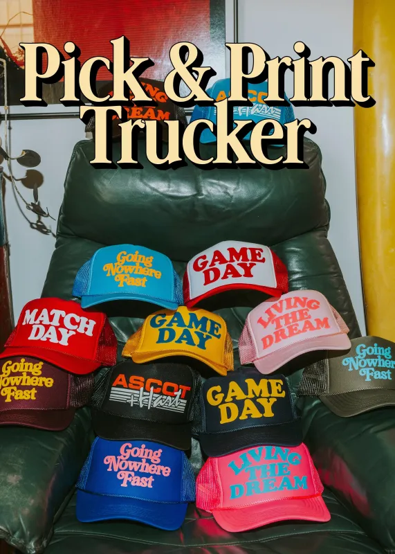 Pick and Print Trucker sold by Ascot + Hart