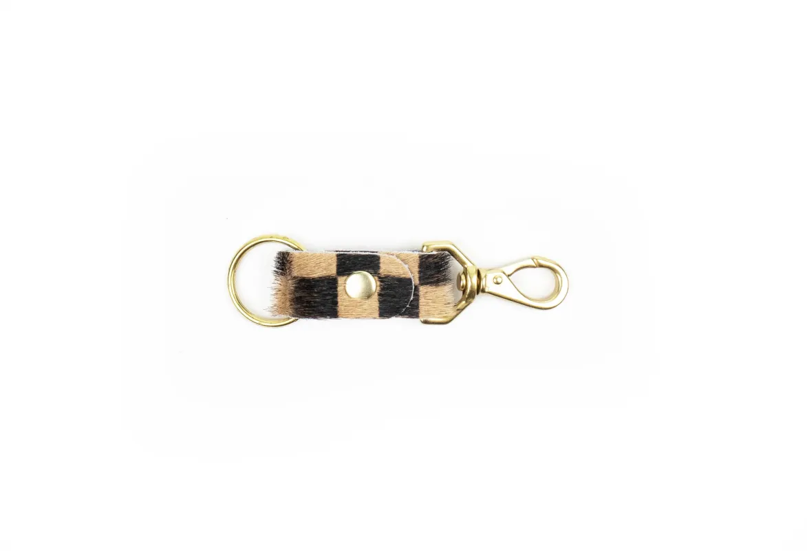 Tan Checkered Hair on Hide Keychain sold by Ascot + Hart