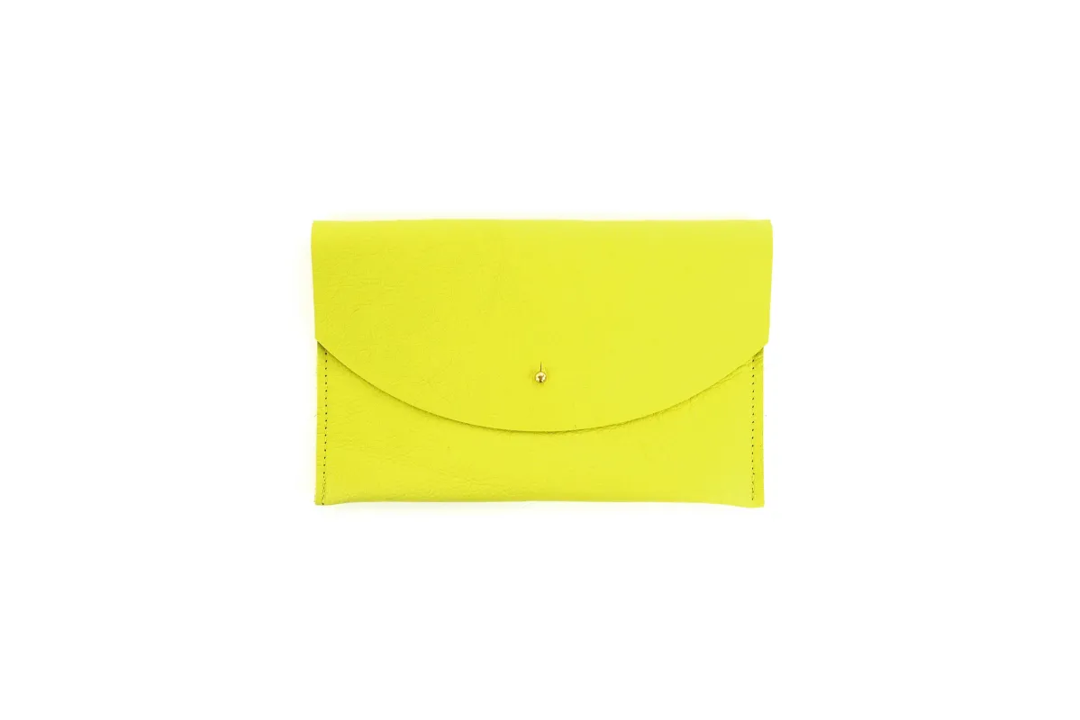 Chartreuse Leather Envelope Pouch sold by Ascot + Hart