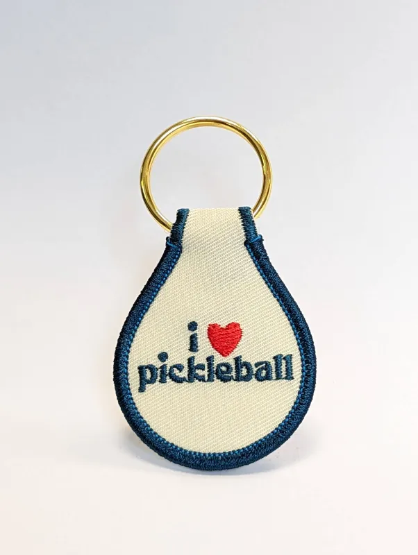 I Heart Pickleball Embroidered Key Tag sold by Ascot + Hart
