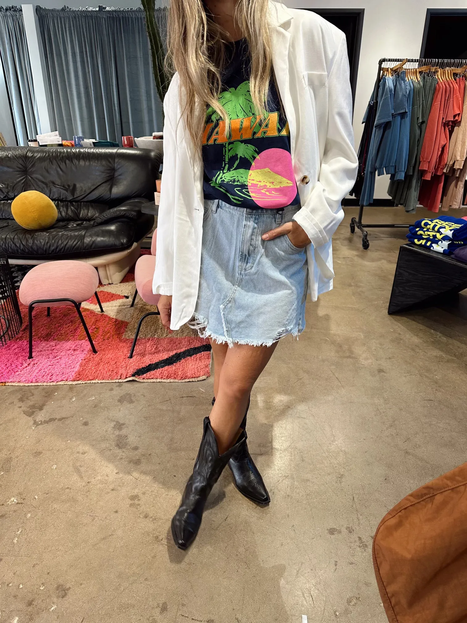 Luca Denim Mini Skirt sold by Ascot + Hart product image thumbnail 4