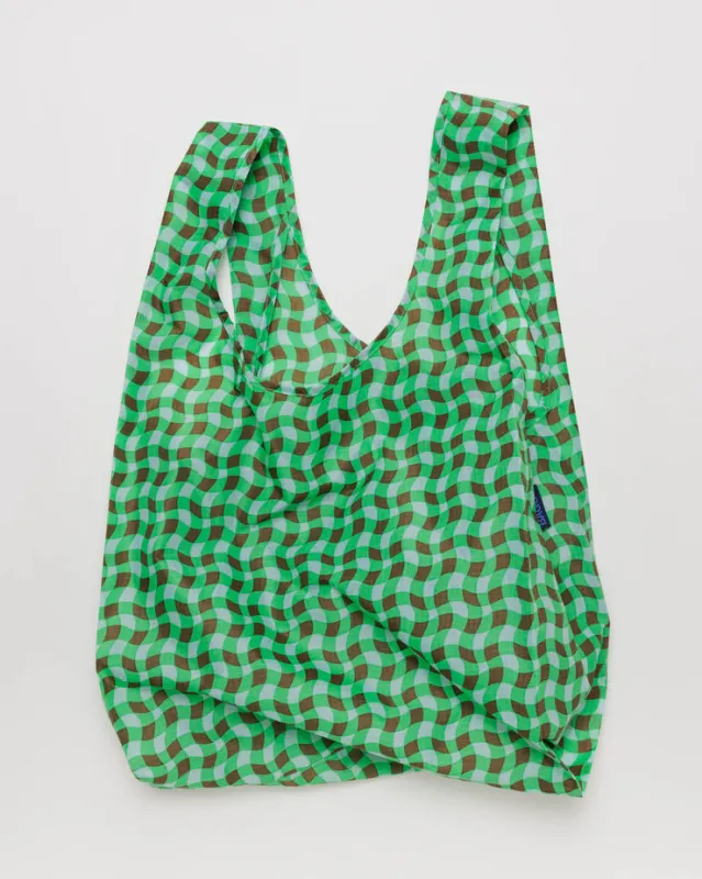 Wavy Gingham Green Standard Baggu sold by Ascot + Hart