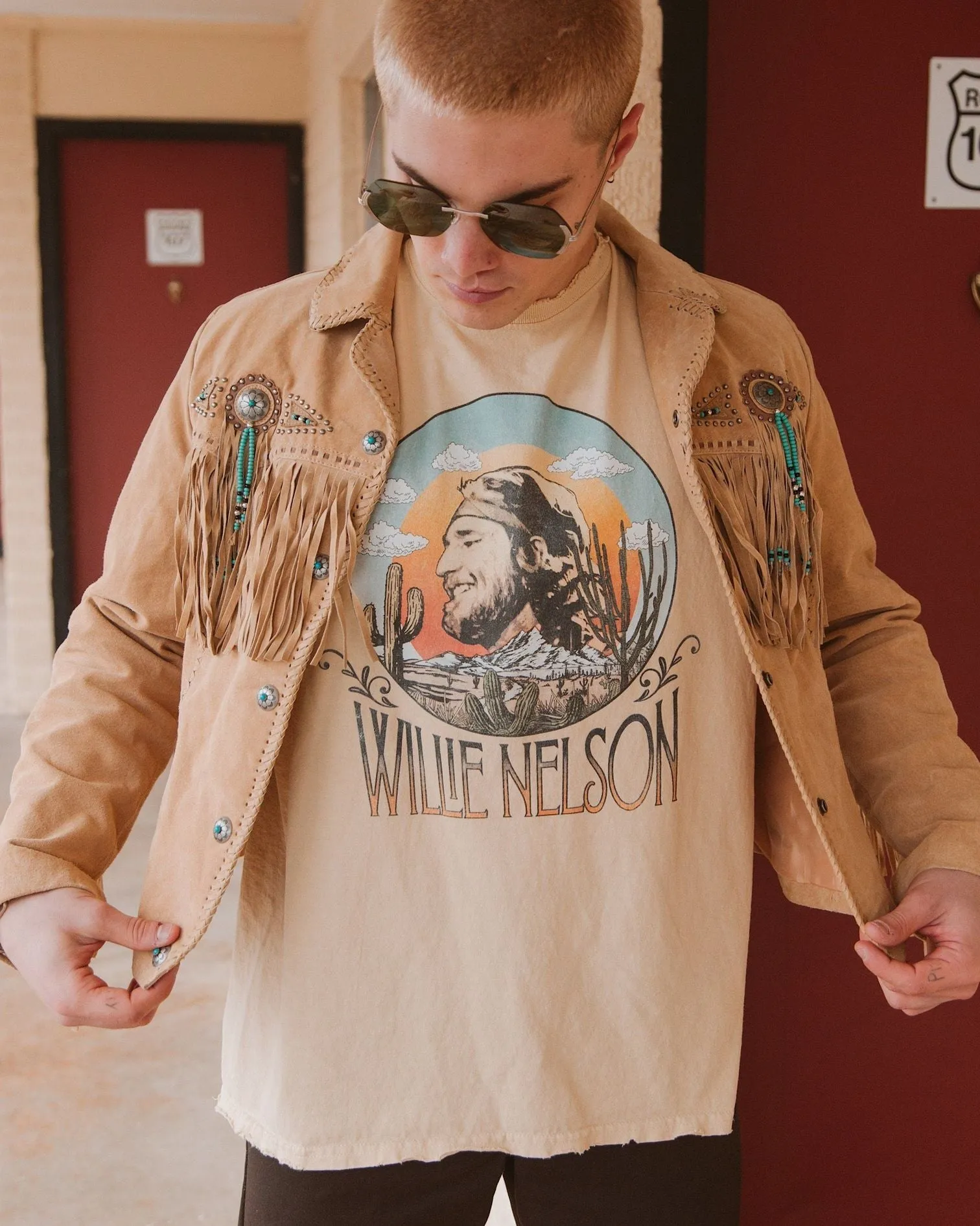Willie Nelson In The Sky Gold Thrifted Tee sold by Ascot + Hart product image thumbnail 4