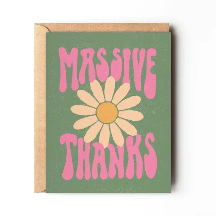Massive Thanks - Retro Hippie Thank You Card sold by Ascot + Hart
