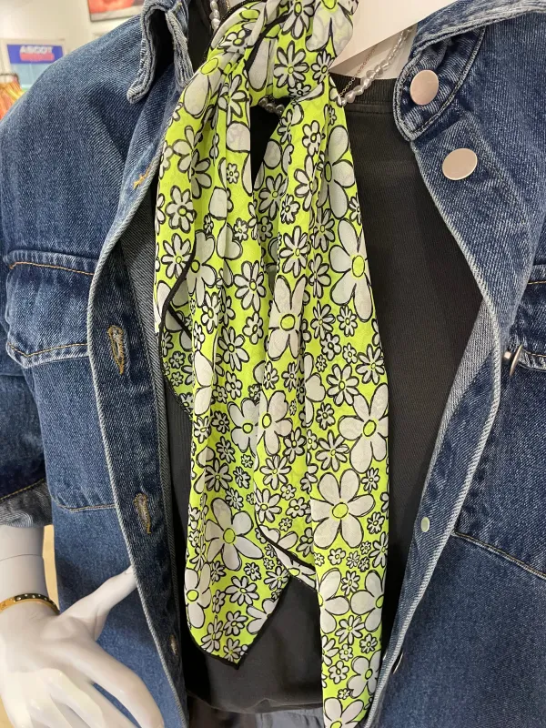 Green Daisy Chiffon Scarf sold by Ascot + Hart