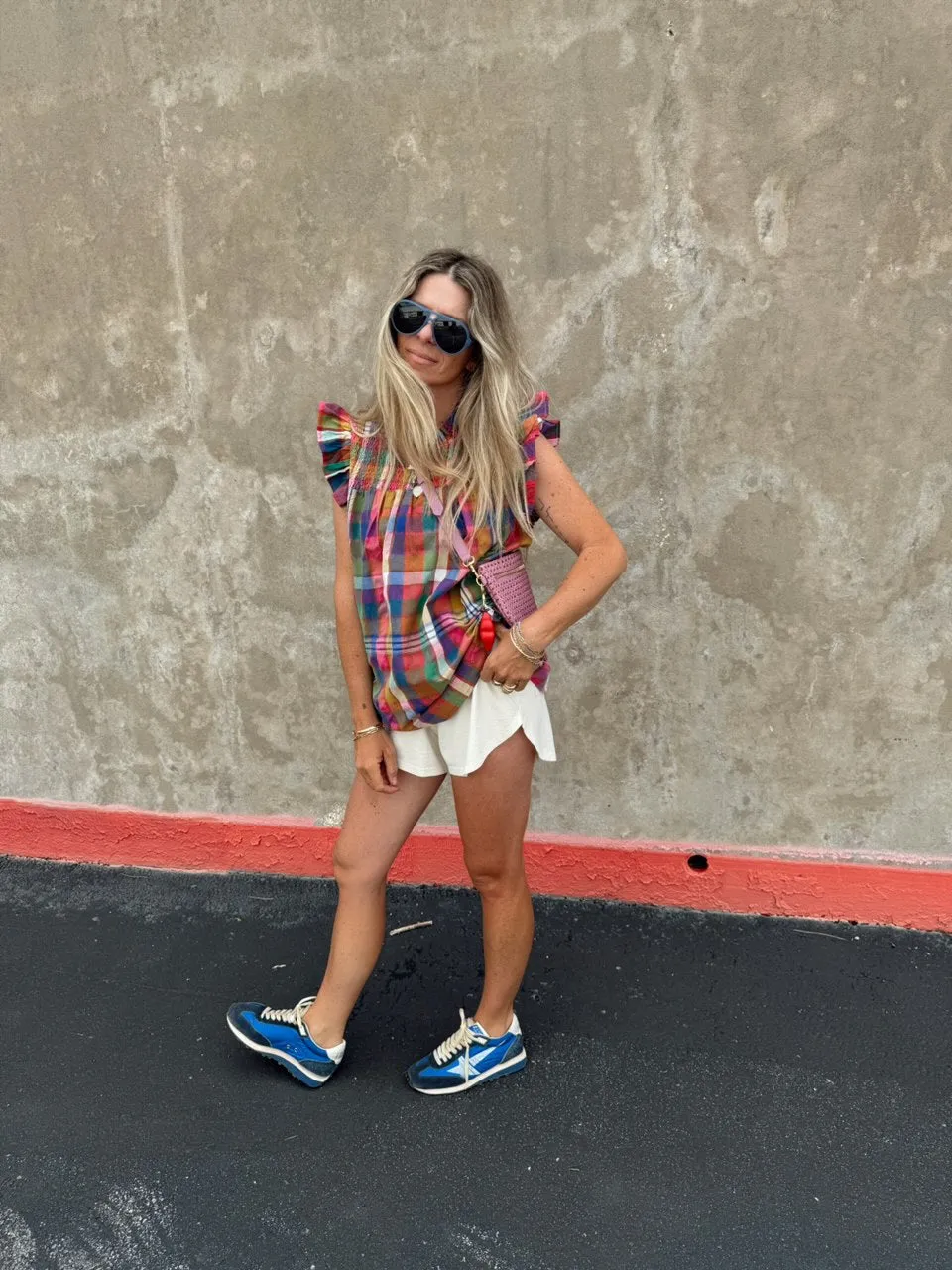 Chloe Ruffle Plaid Top sold by Ascot + Hart product image thumbnail 4