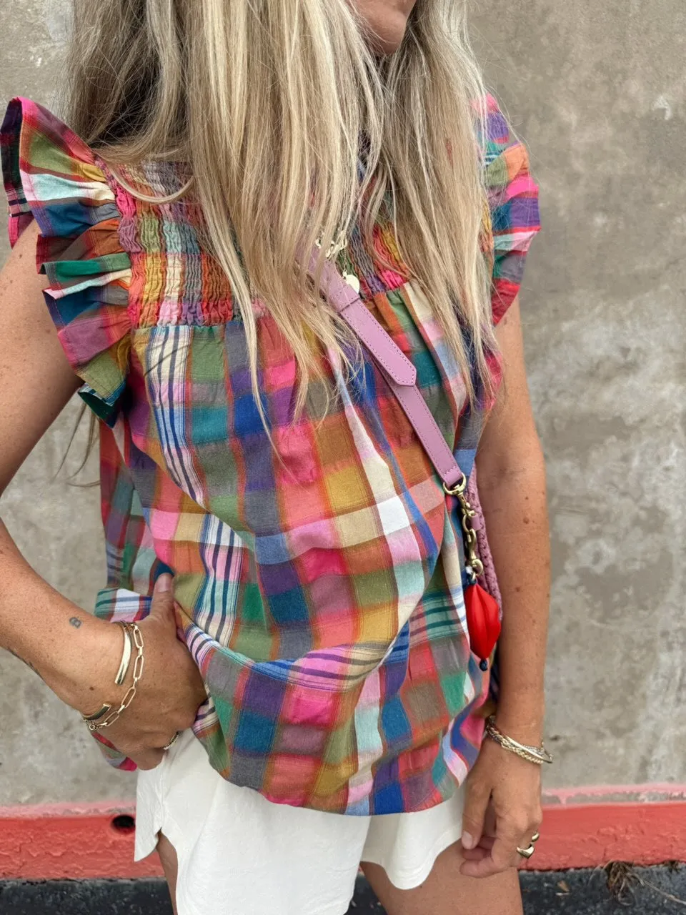 Chloe Ruffle Plaid Top sold by Ascot + Hart product image thumbnail 5