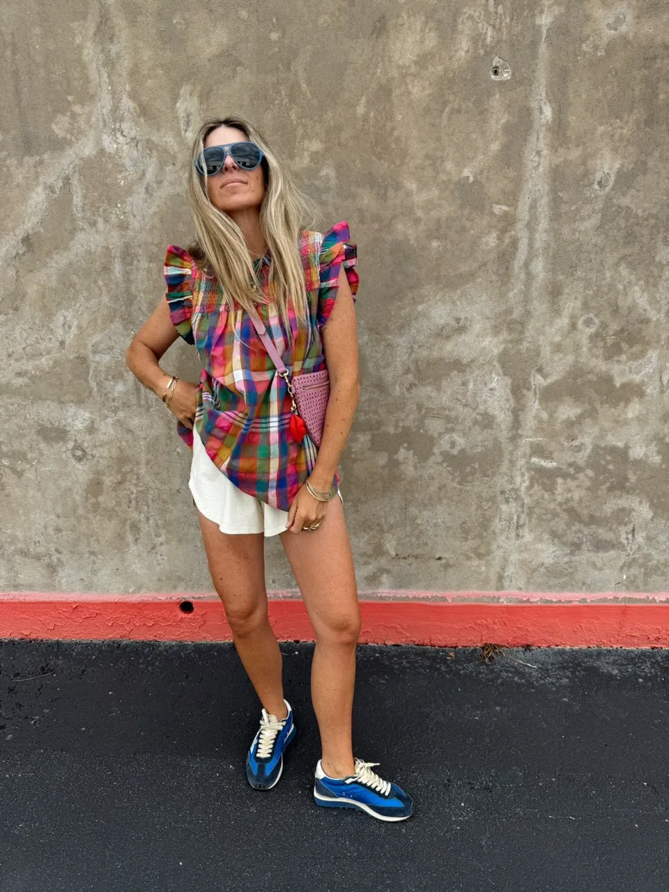 Chloe Ruffle Plaid Top sold by Ascot + Hart product image thumbnail 2