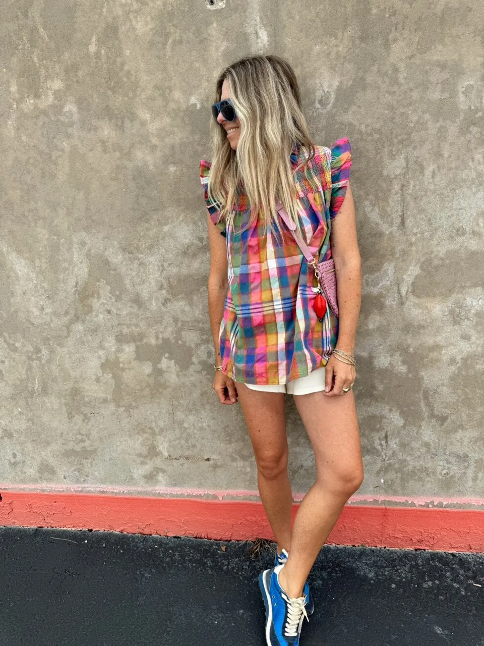 Chloe Ruffle Plaid Top sold by Ascot + Hart product image thumbnail 3