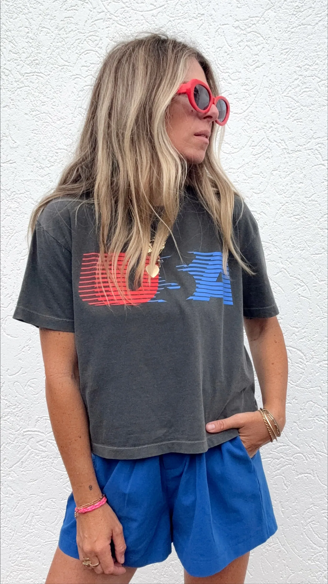 A+H Retro USA Crop Top sold by Ascot + Hart product image thumbnail 2