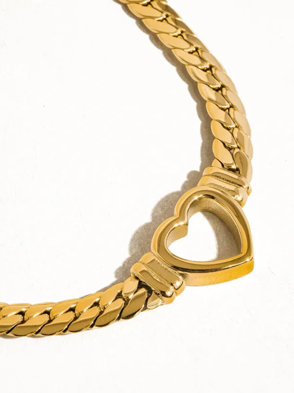Tessa Heart Snake Chain Necklace made by Ascot + Hart