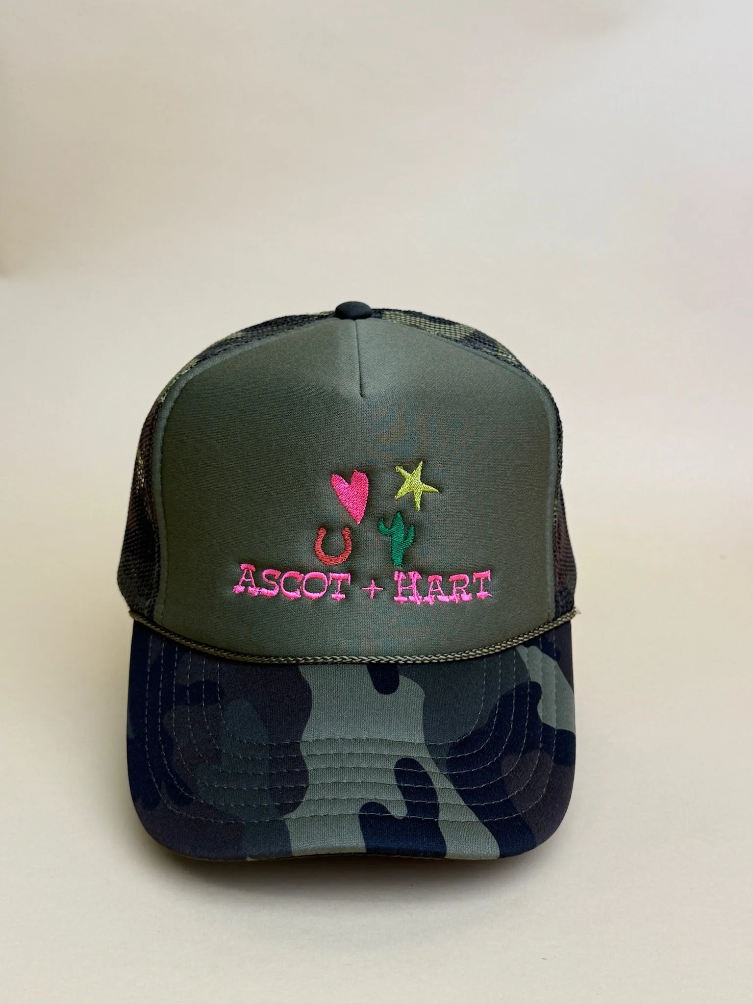 A+H Neon Rodeo Embroidered Trucker sold by Ascot + Hart