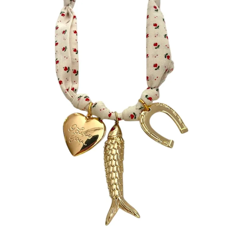 Lucky Fish Fabric Necklace sold by Ascot + Hart