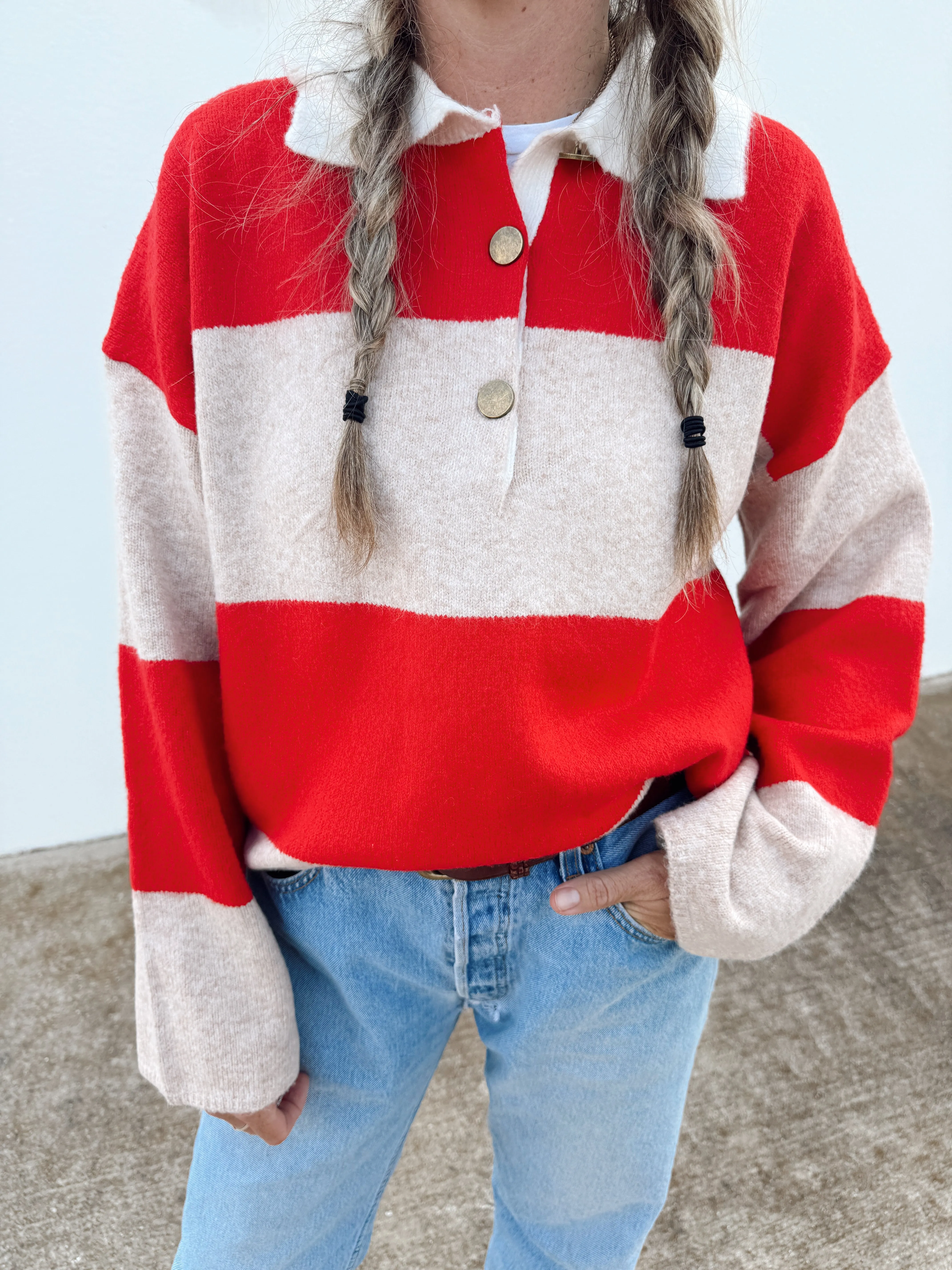 Stevie Striped Polo Sweater sold by Ascot + Hart product image thumbnail 2