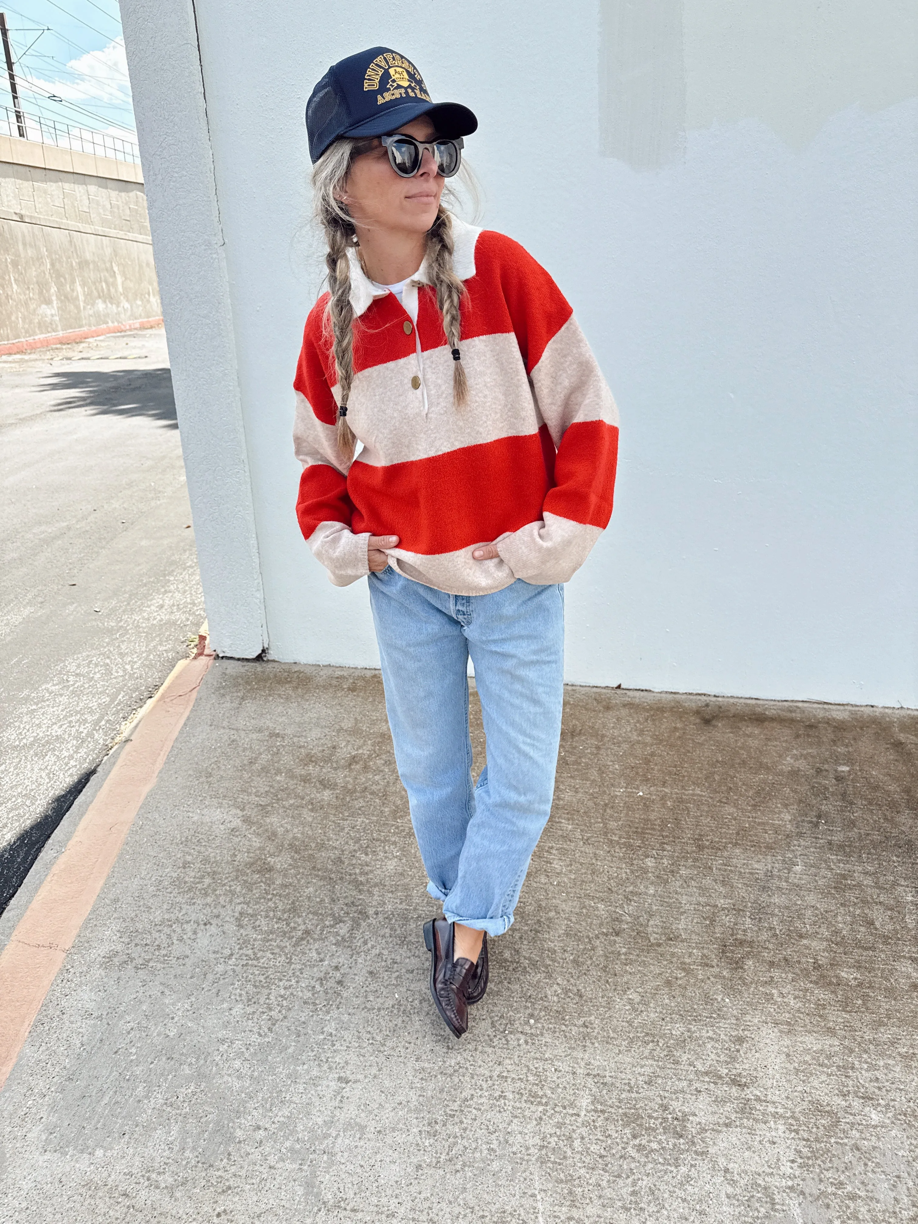 Stevie Striped Polo Sweater sold by Ascot + Hart product image thumbnail 3