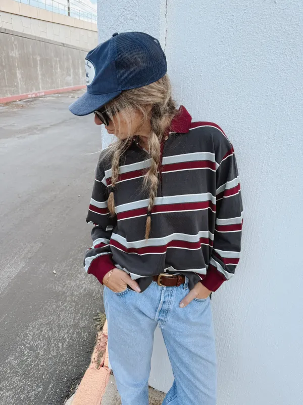 Palmer Striped Collar Sweatshirt sold by Ascot + Hart