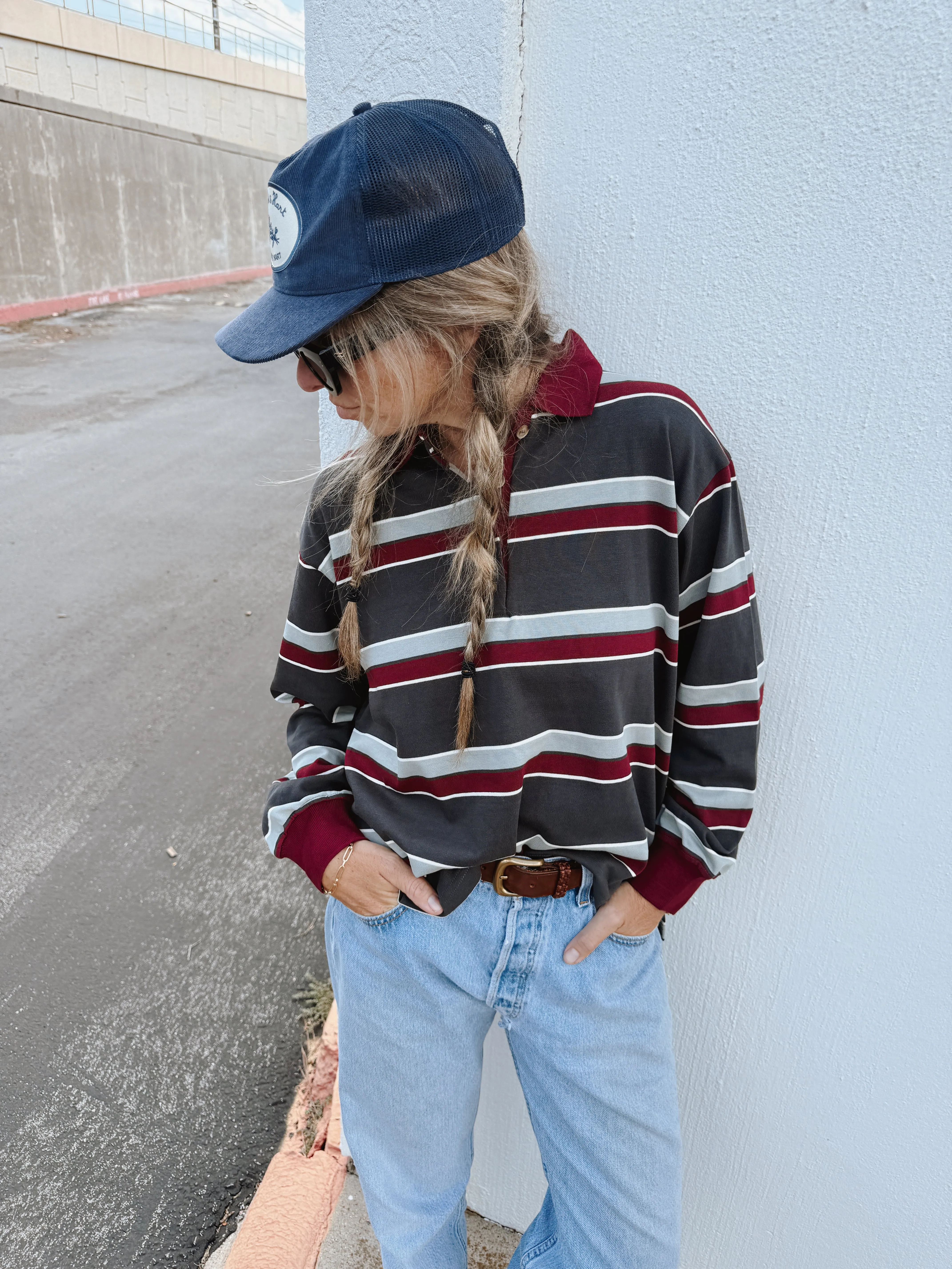 Palmer Striped Collar Sweatshirt sold by Ascot + Hart