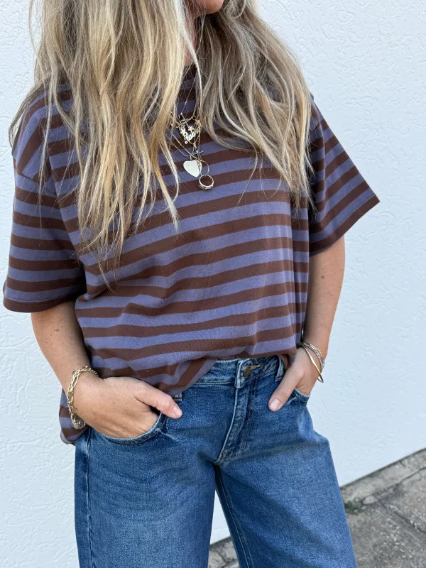 Ava Striped Boxy Tee sold by Ascot + Hart