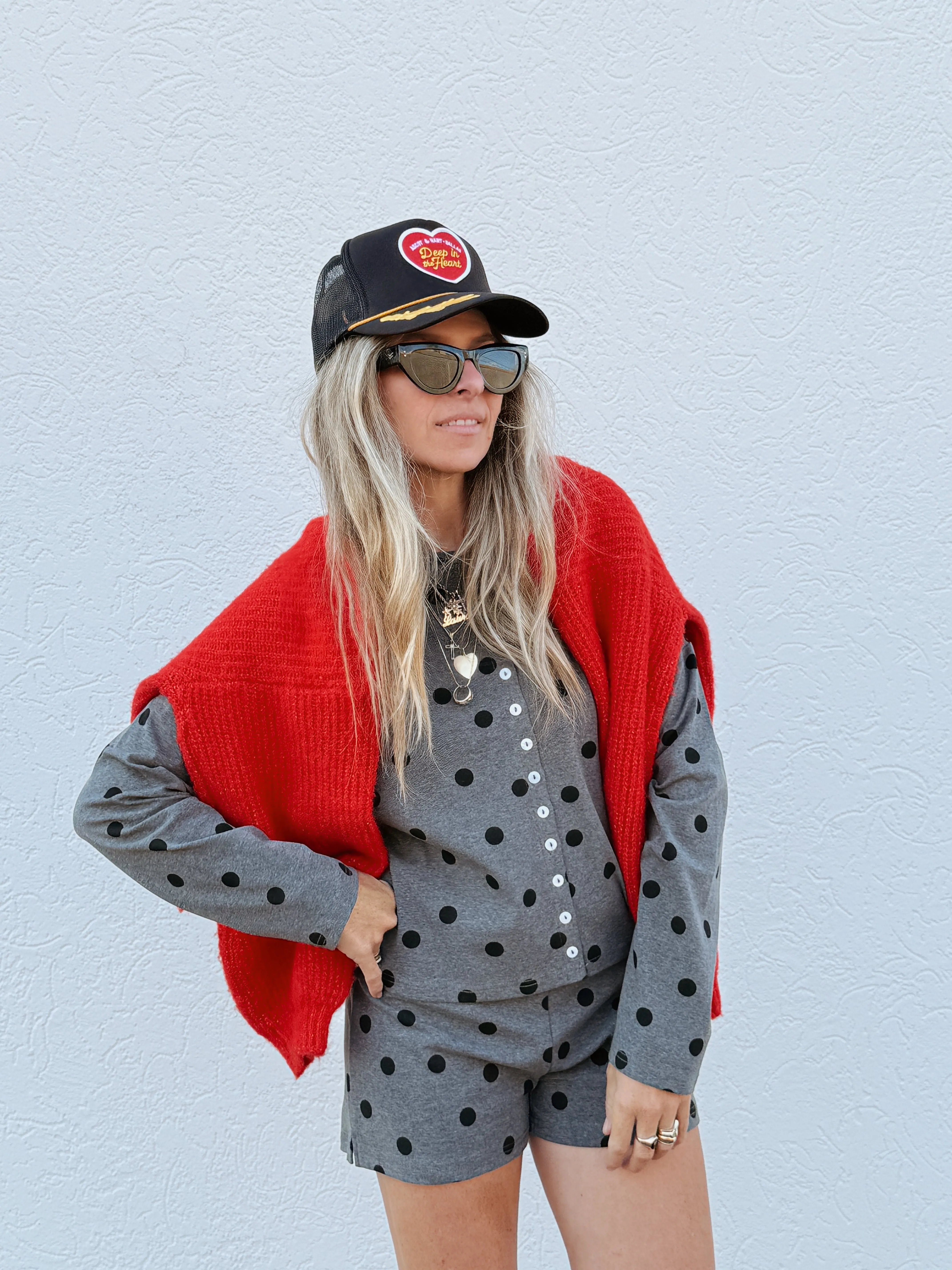 Monroe Polka Dot Cardigan sold by Ascot + Hart