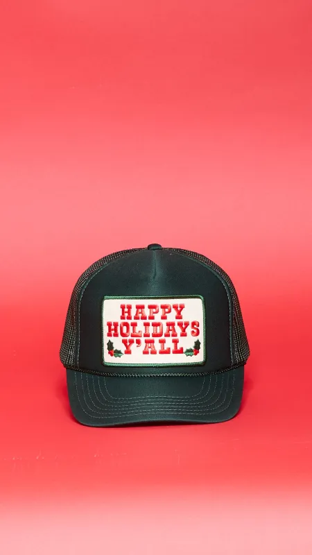 Happy Holidays Y'all Patch Trucker sold by Ascot + Hart