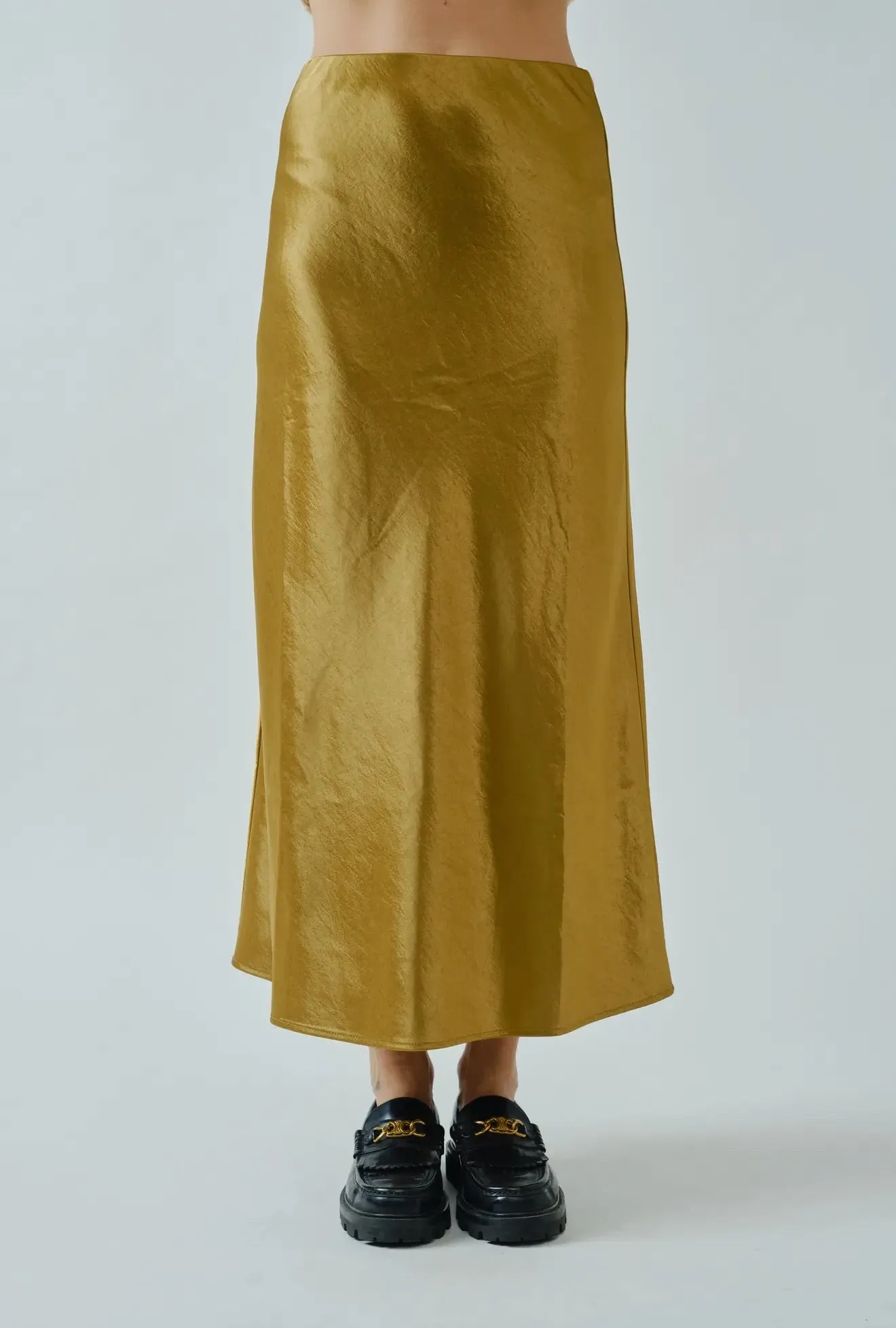 Zoe Satin Midi Skirt sold by Ascot + Hart