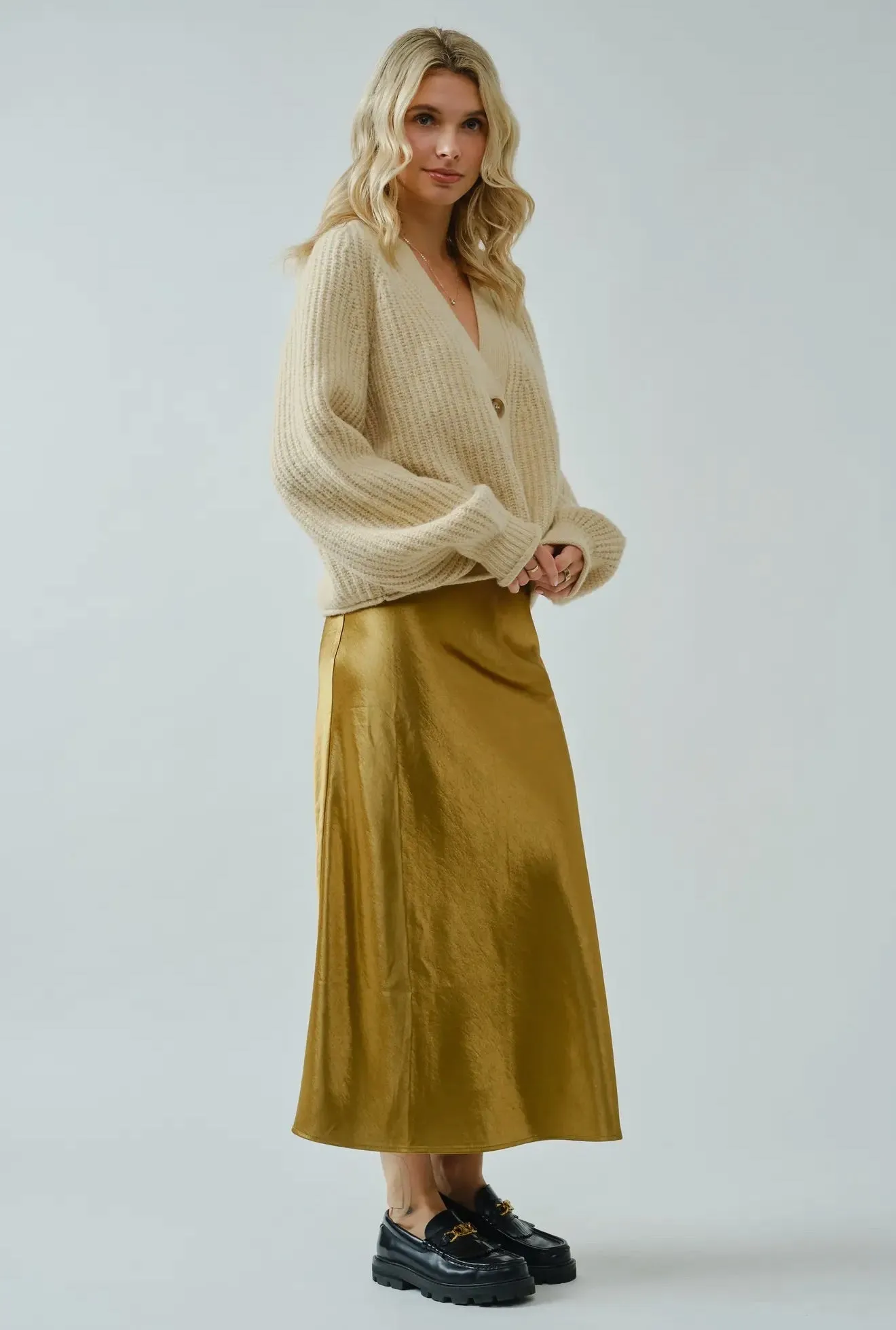 Zoe Satin Midi Skirt sold by Ascot + Hart product image thumbnail 4