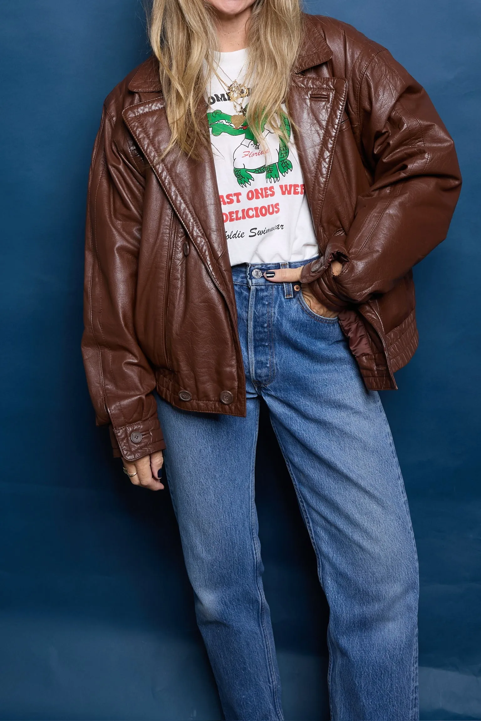 Vintage Leather Bomber Jacket w/ Gloves sold by Ascot + Hart