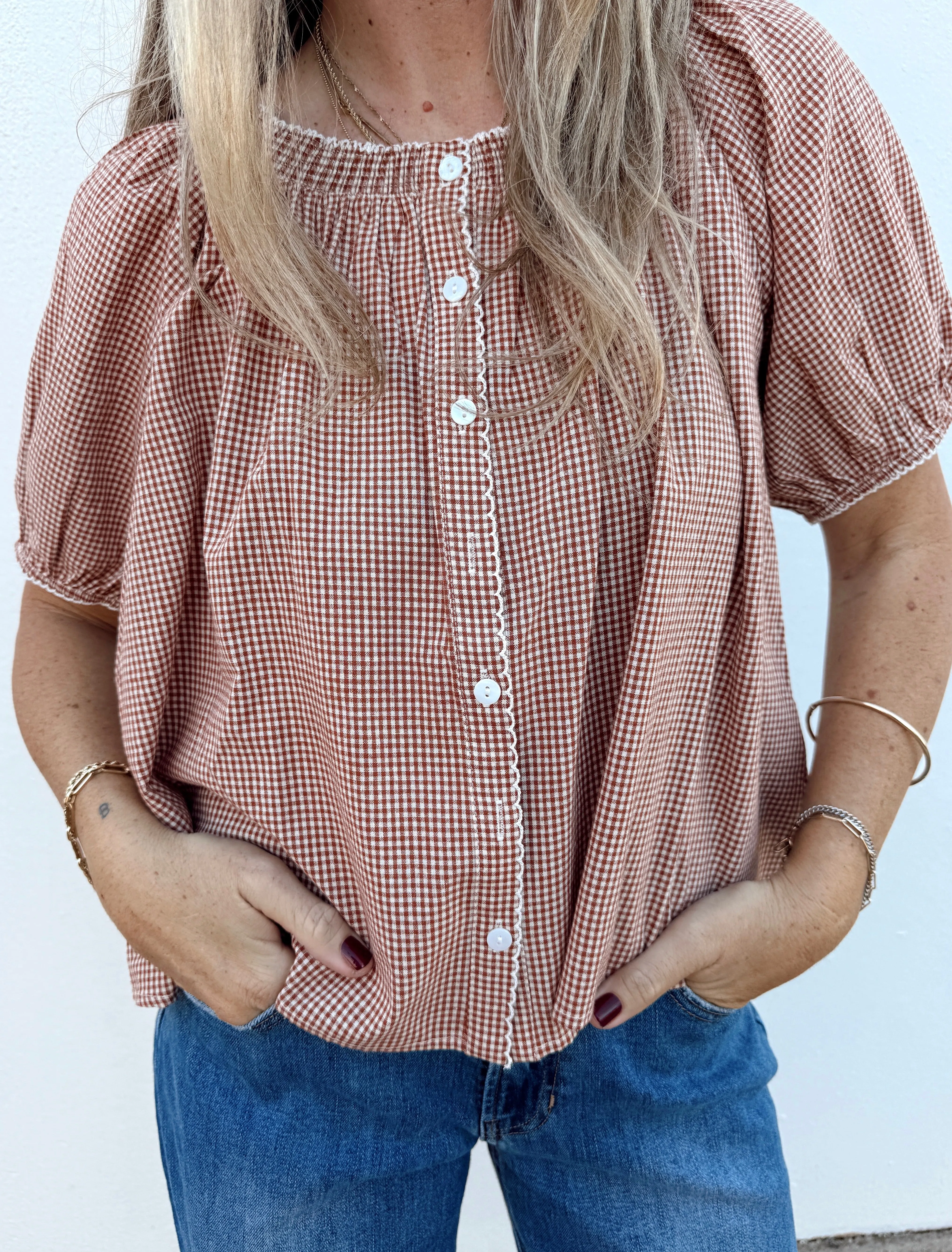 Lucia Gingham Blouse sold by Ascot + Hart product image thumbnail 2