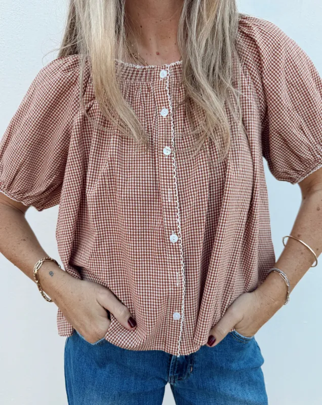 Lucia Gingham Blouse sold by Ascot + Hart