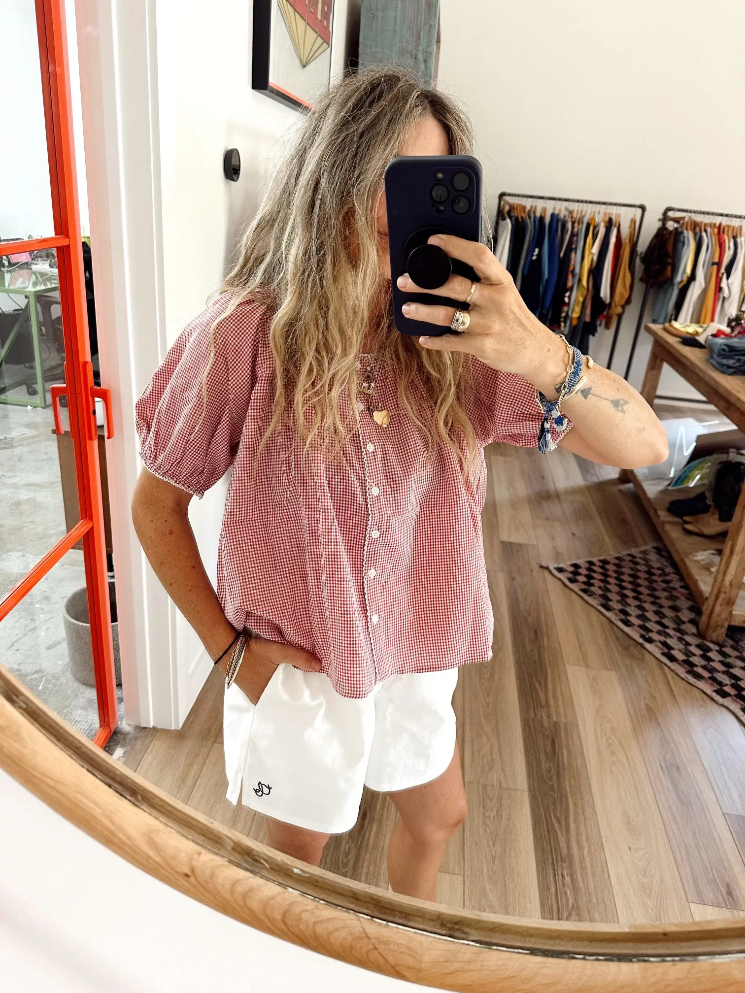 Lucia Gingham Blouse sold by Ascot + Hart product image thumbnail 5