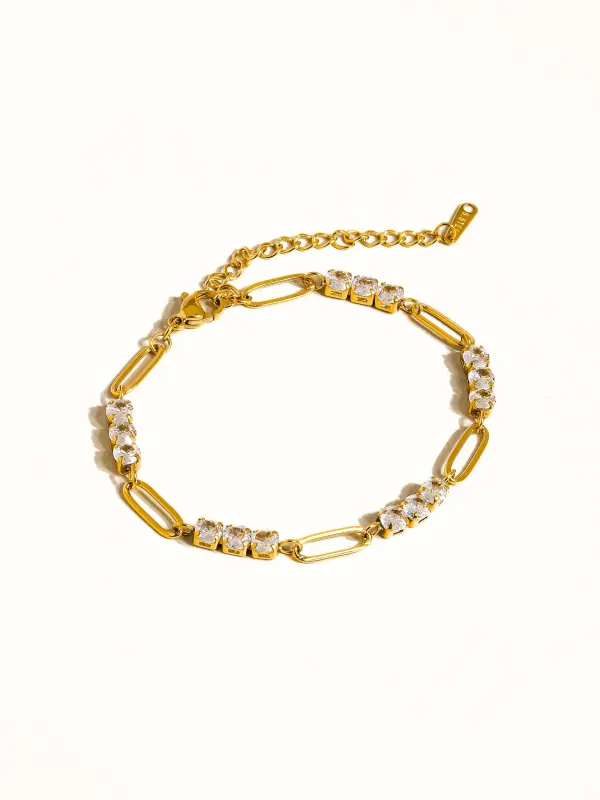 Basil Rhinestone Chain Bracelet - 18K sold by Ascot + Hart