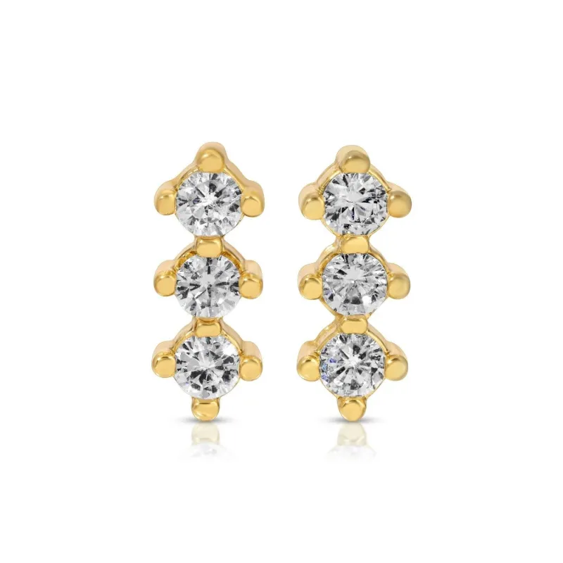Triple Bar Stud Earrings sold by Ascot + Hart