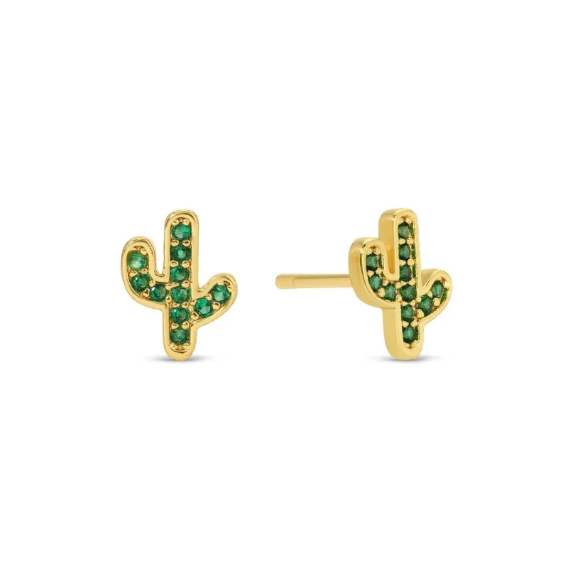 Green Pave Cactus Stud Earrings sold by Ascot + Hart